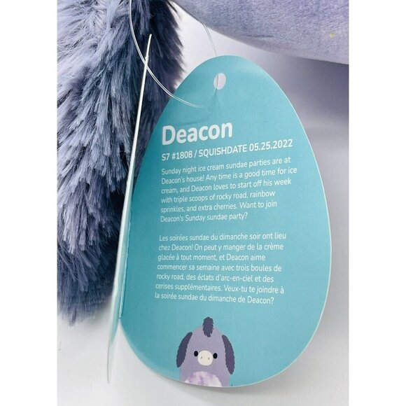 NWT Squishmallows 8" Deacon Donkey Purple Fuzzy Ears Squishdate 05.25.20… - Picture 8 of 8